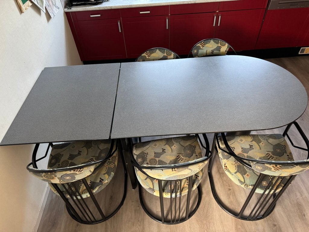 Eettafel met 5 stoelen, Huis en Inrichting, Tafels | Eettafels, Ophalen, Gebruikt, 100 tot 150 cm, 50 tot 100 cm