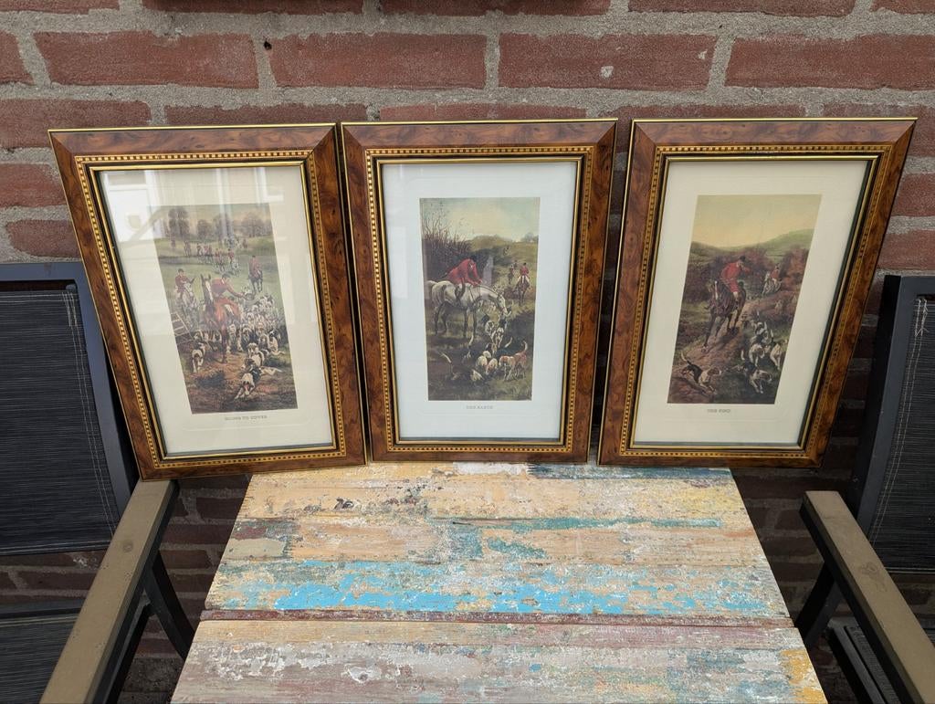 3 x lijst met Engelse jacht tafereel, Ophalen of Verzenden