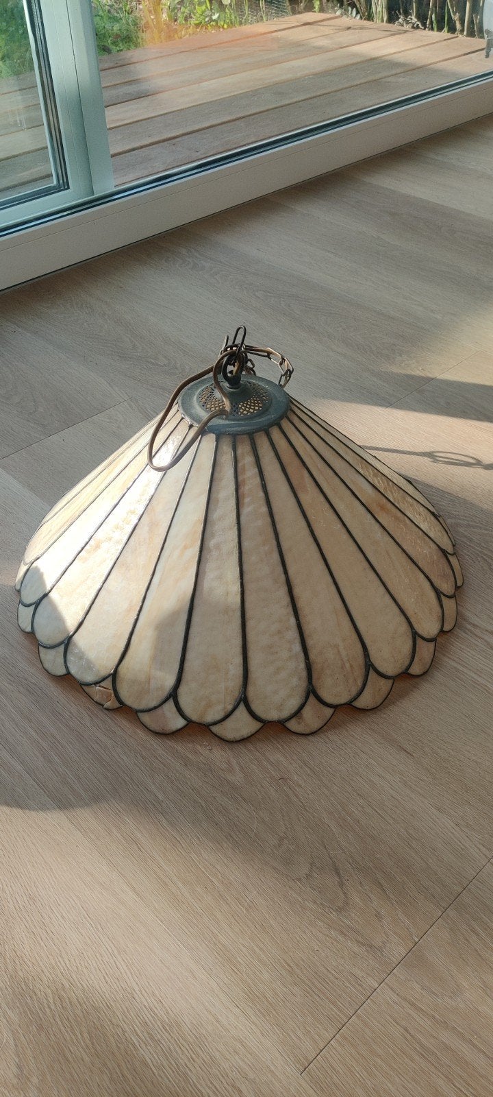 Tiffanylamp kap - Vintage hanglamp - Art Deco stijl, Ophalen, Gebruikt, Overige fittingen, Glas