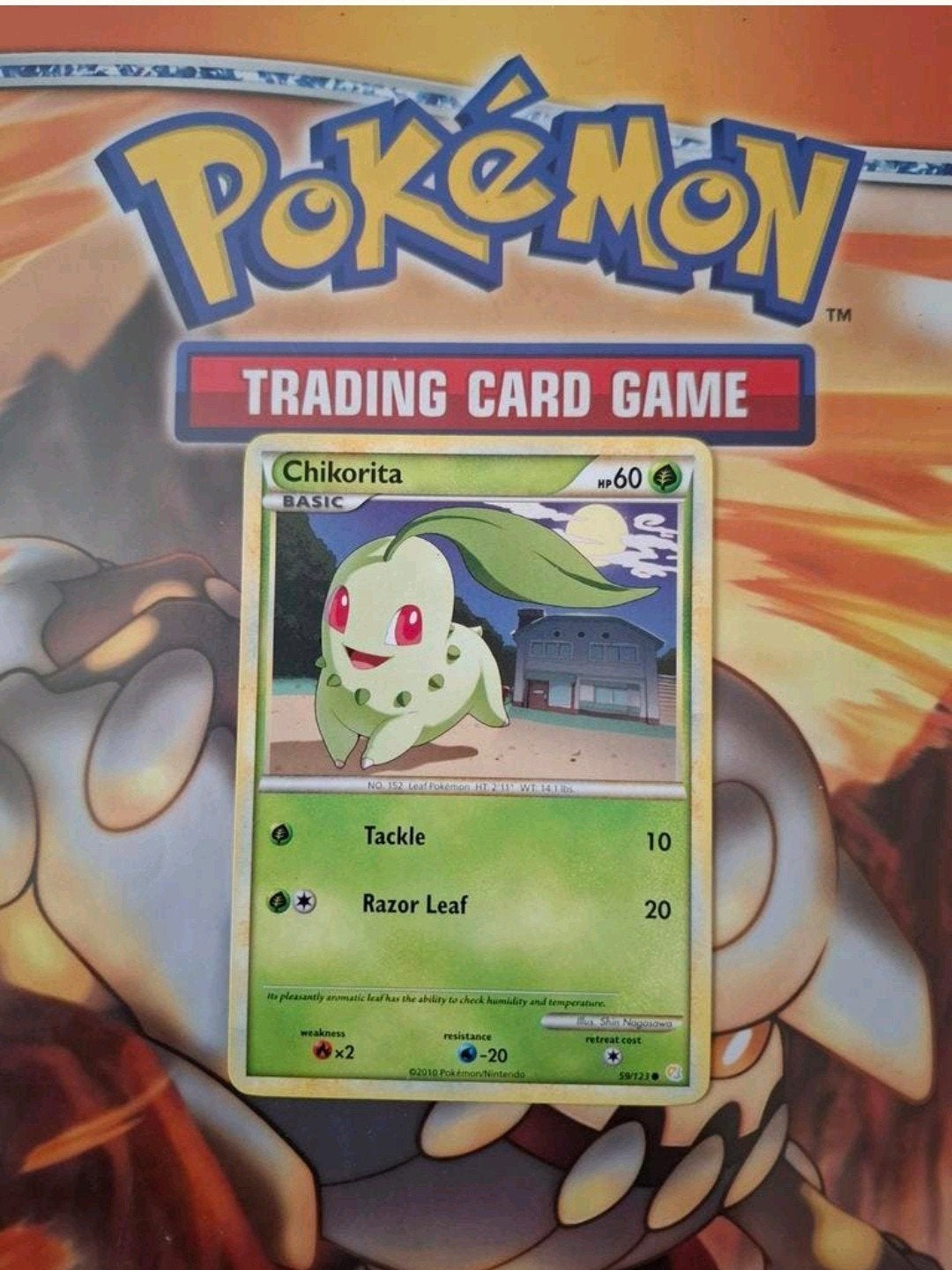 Chikorita 59/123 Heartgold&Soulsilver base set pokemon kaart, Ophalen of Verzenden, Zo goed als nieuw, Losse kaart