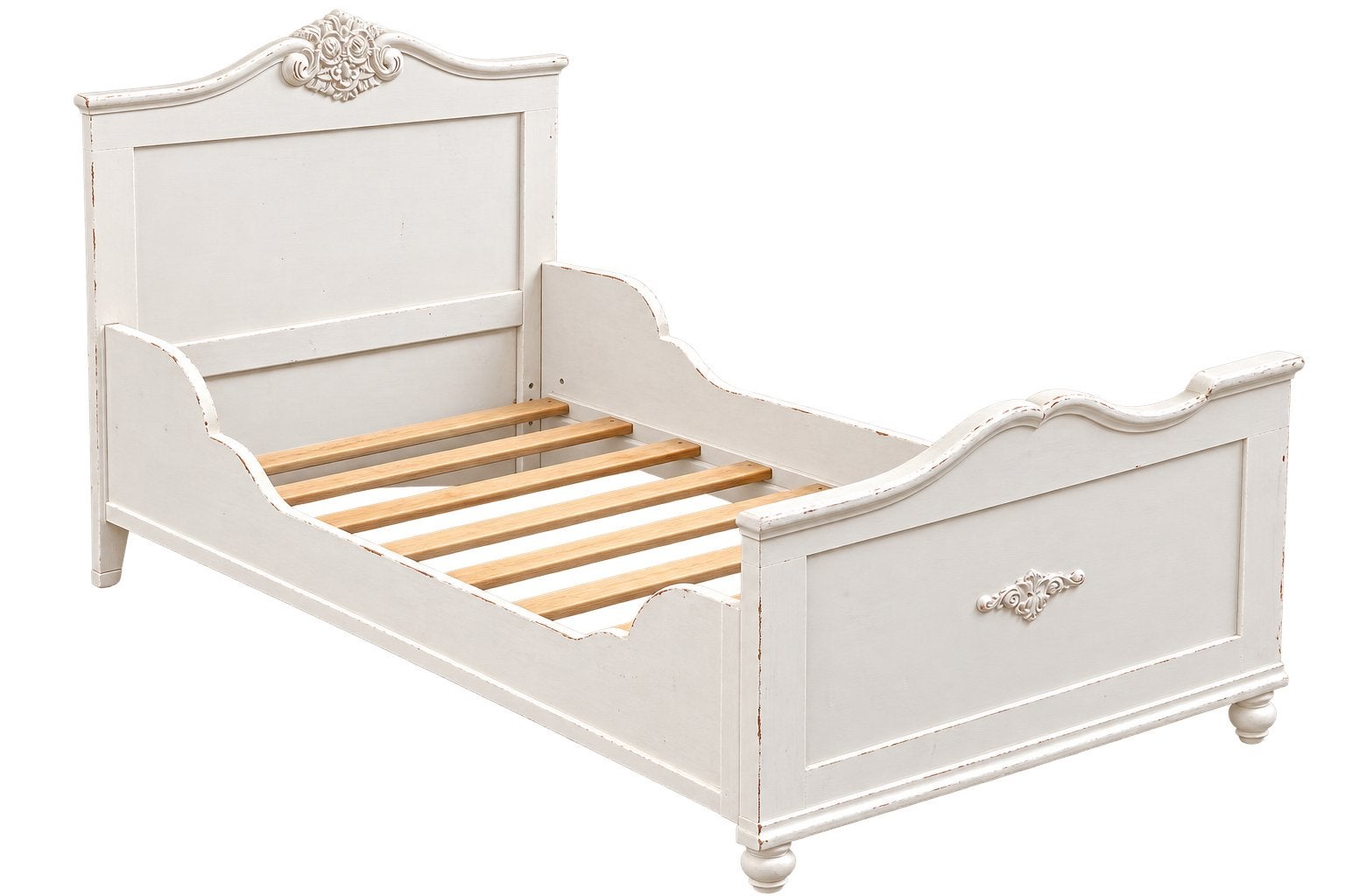 Frans Antiek wit kinderbed met lattenbodem - 187x93 cm, Ophalen