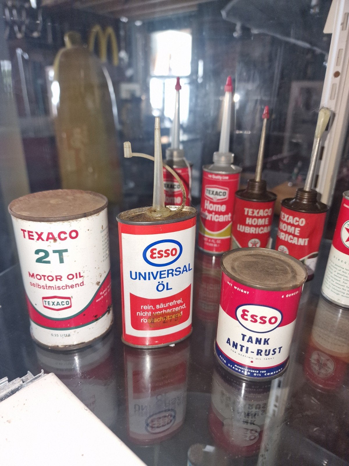Oilie blikken shell texaco gulf  esso ouaker oilzum stp mobi, Ophalen, Gebruikt, Overige
