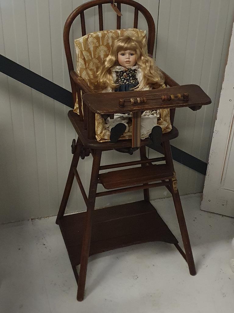 Antieke kinderstoel of (tafel+stoel), Ophalen, Gebruikt, Inklapstoel, Aanschuifbaar