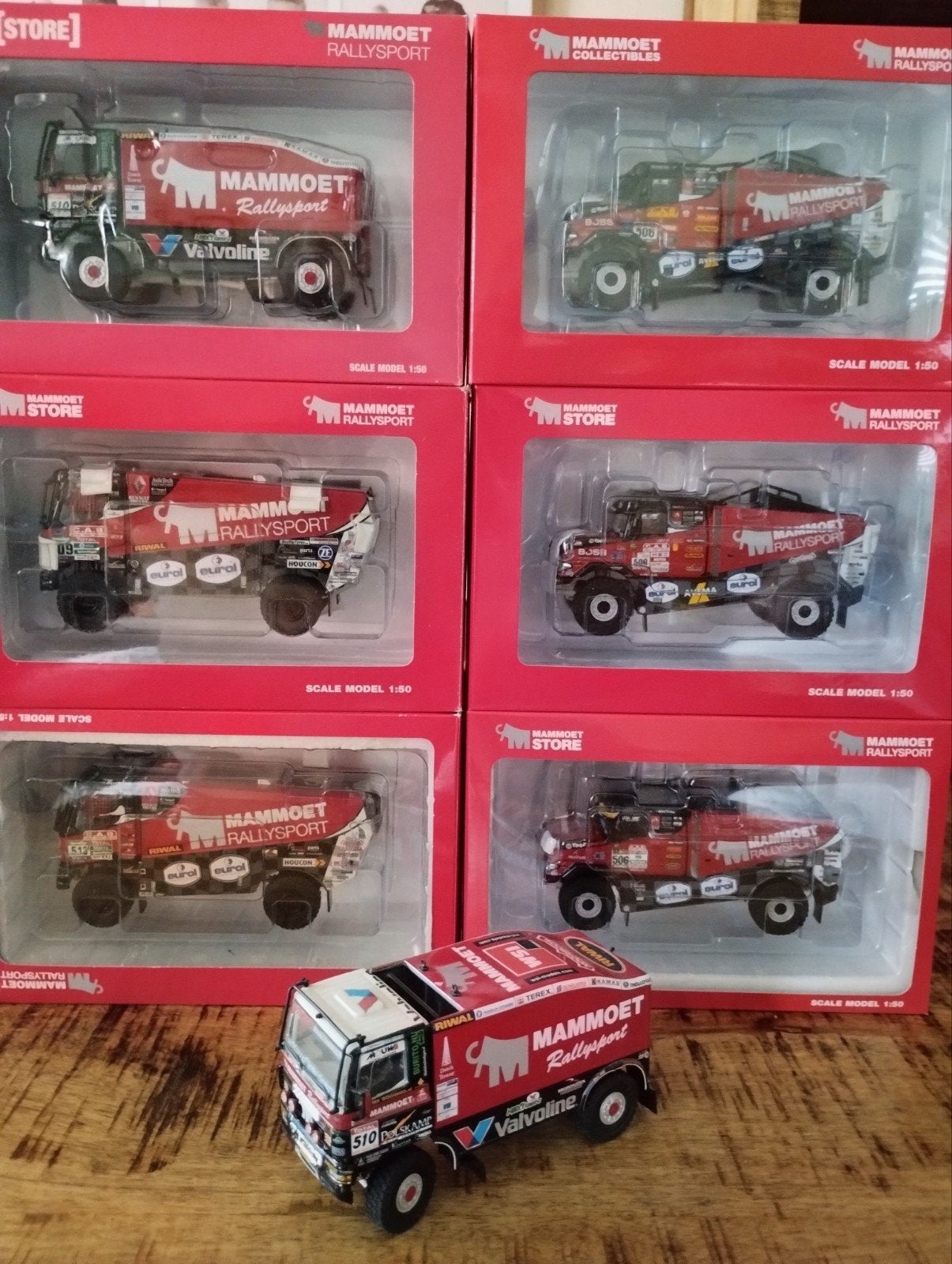 te koop 7X WSI Dakar Rally trucks Ginaf en Renault, Ophalen of Verzenden, Nieuw, Bus of Vrachtwagen, Tekno