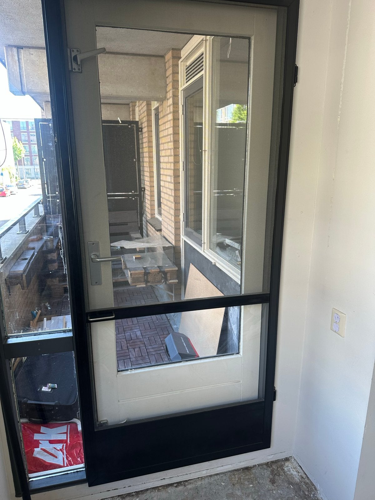 Moderne hordeur met Plexiglas- Zo goed als nieuw, Ophalen, 80 tot 100 cm, Hordeur, 200 tot 215 cm