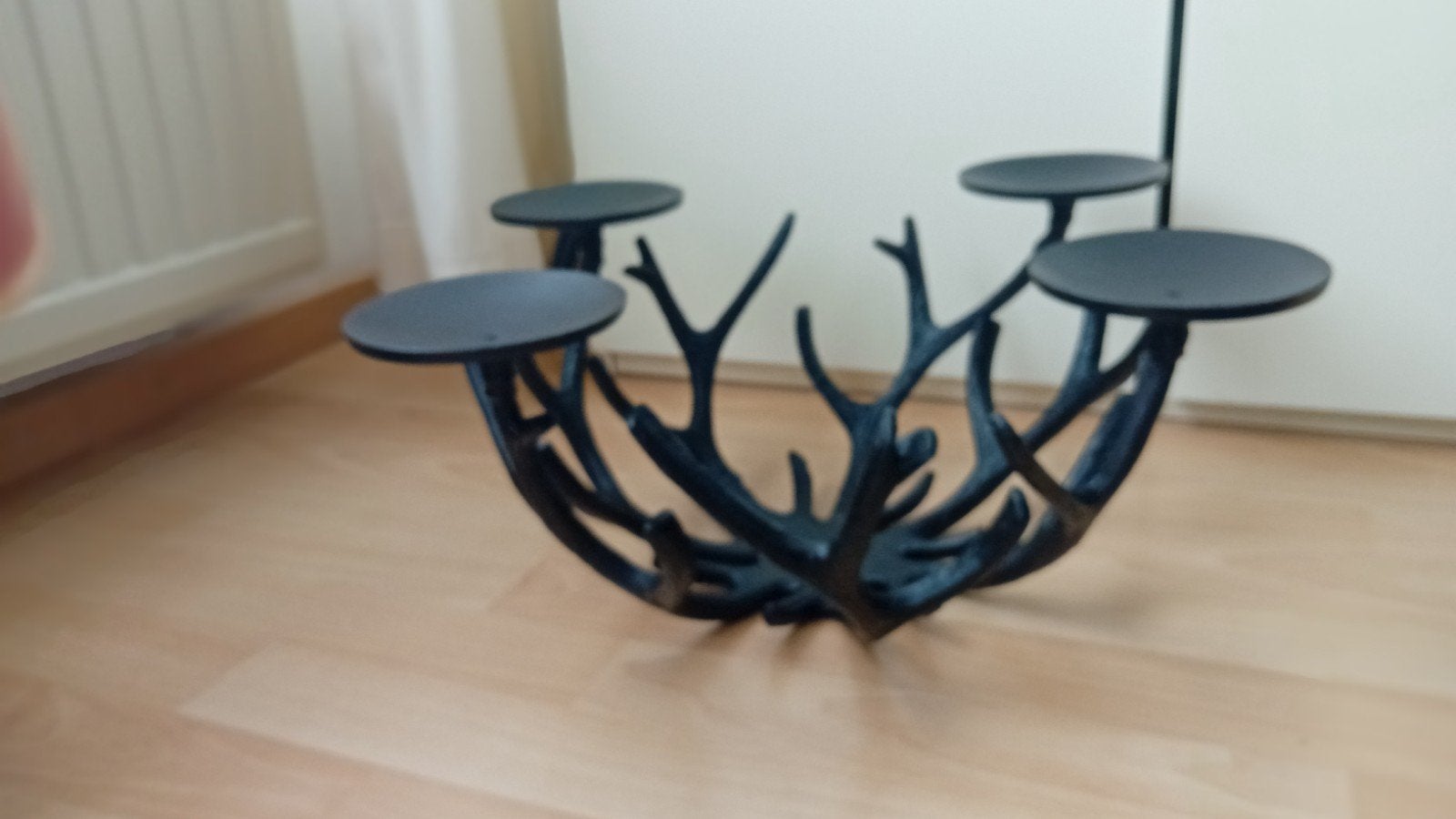 Hertshoorn Kandelaar - 48cm breed, 20cm hoog, Ophalen, Overige materialen, Gebruikt, Zwart