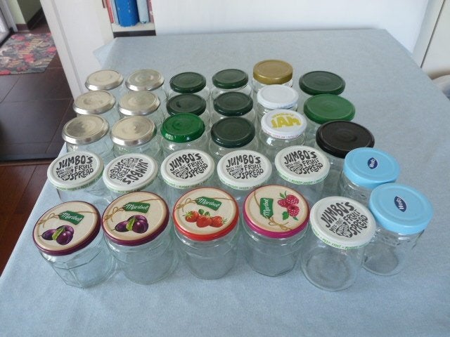 30 lege glazen potten van jam voor bv inmaak, Pot, Bus of Blik, Ophalen of Verzenden, Vaatwasserbestendig, Glas