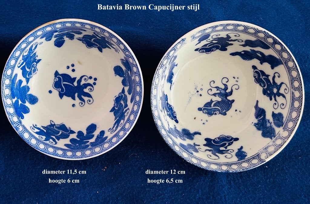 2 kommetjes Batavia Brown Karper Capucijner serviesgoed, Ophalen