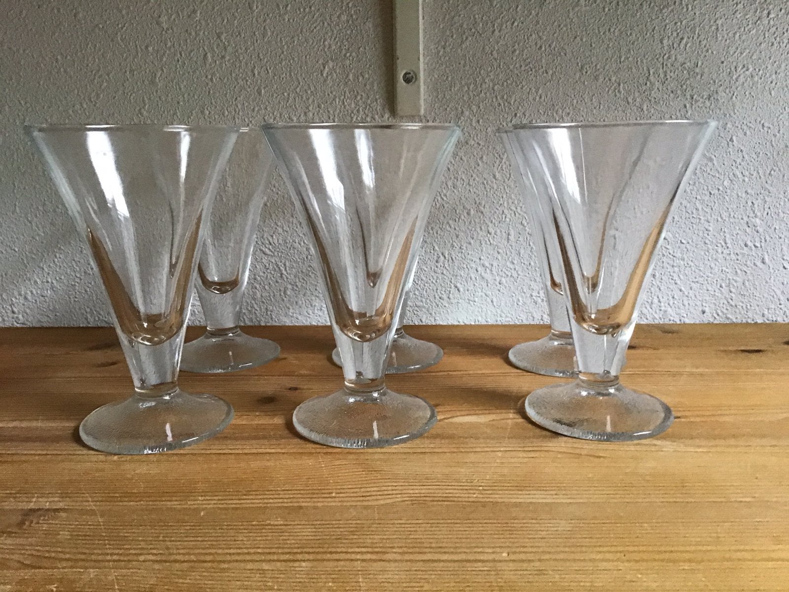 6 retro glazen ijscoupes, tulpvorm., Ophalen of Verzenden, Zo goed als nieuw, Overige typen