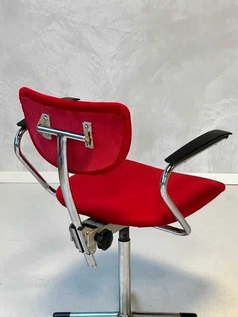 De Wit bureaustoel vintage burostoel rood retro desk chair, Gebroeders de Wit, Gebruikt, Ophalen of Verzenden, Bureaustoel