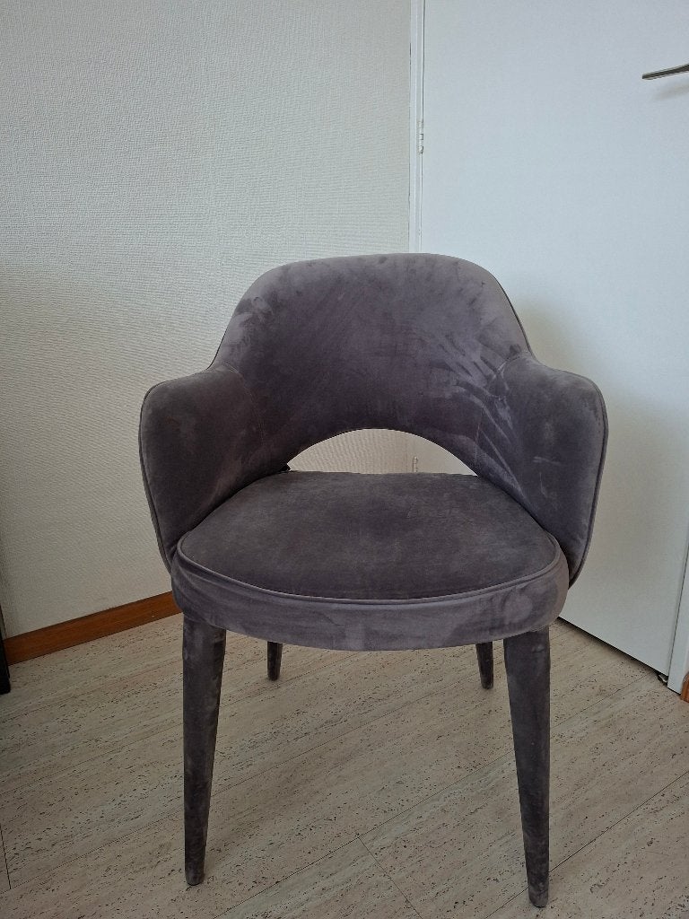 Pols potten 5x design stoelen cosy fabric, Huis en Inrichting, Ophalen, Gebruikt, Grijs, Vijf, Zes of meer stoelen
