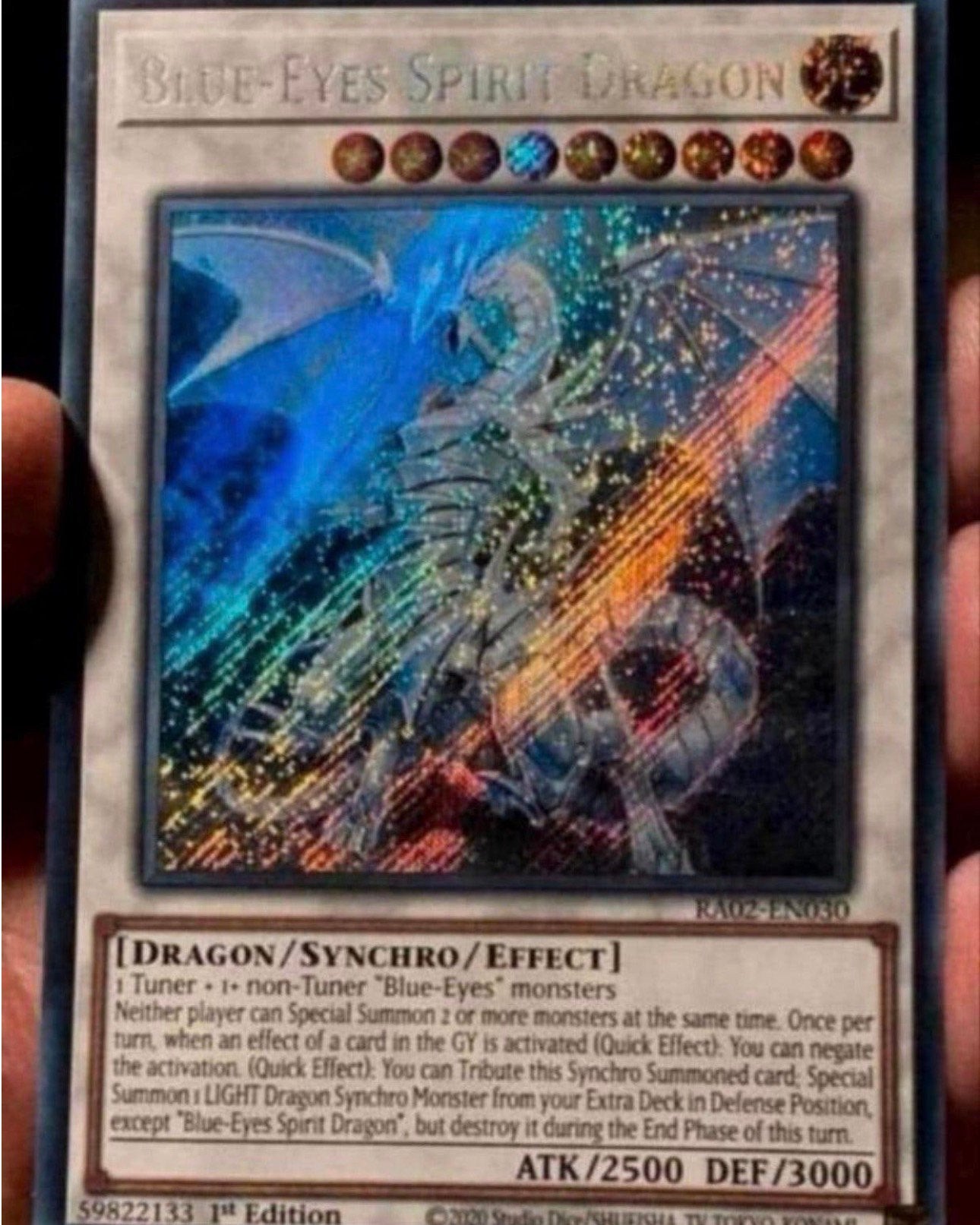 Yu-Gi-Oh! Blue Eyes Spirit Dragon RA02 1st Edition !, Hobby en Vrije tijd, Verzamelkaartspellen | Yu-gi-Oh!, Ophalen of Verzenden