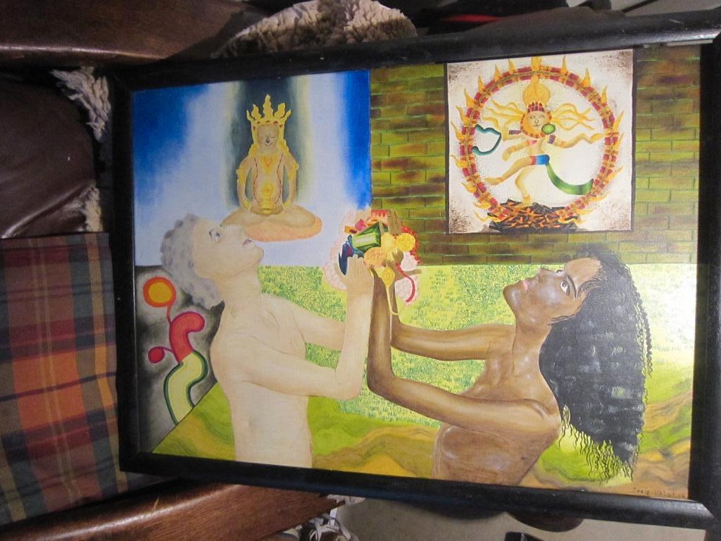 Mooi HINDOESTAANS, Schilderij "" AANBIDDING "", Ophalen
