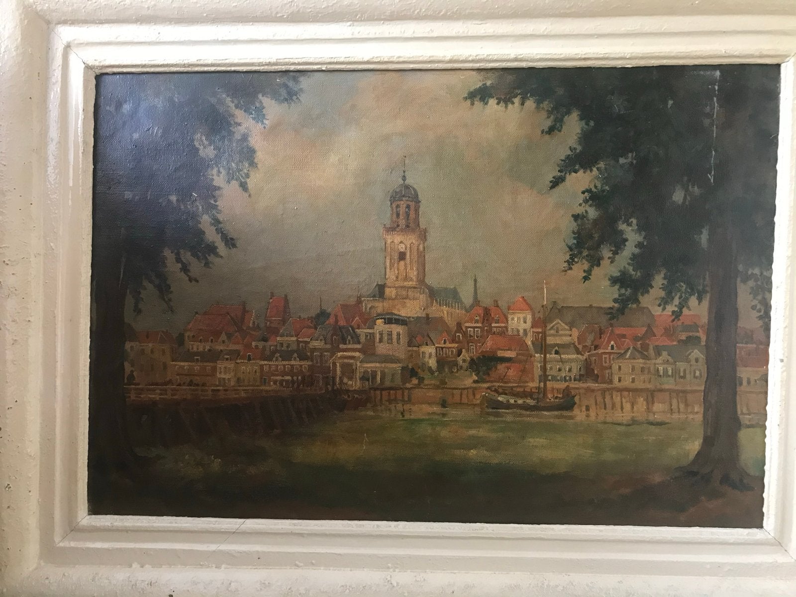 Deventer Schipbrug door Hendrik ten Hoven (Herman Nijhof), Antiek en Kunst, Kunst | Schilderijen | Klassiek, Ophalen, Doek, Realistisch