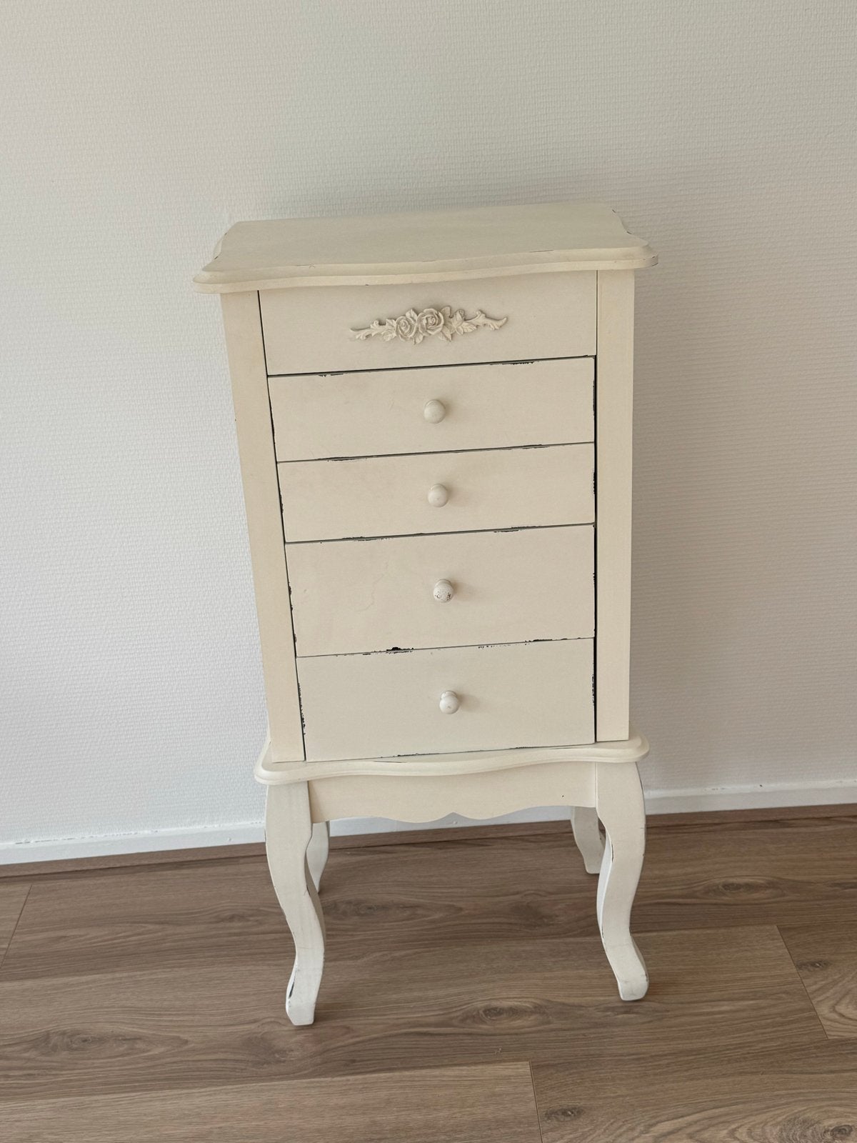 Vintage sieradenkastje /kaptafel met spiegel en lades, Ophalen, Gebruikt, Beige, Met spiegeltje(s)