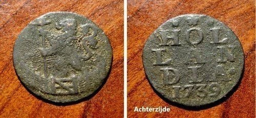 Halve duit van Hollandia uit het jaar 1739., Verzenden, Vóór koninkrijk, Overige waardes, Losse munt
