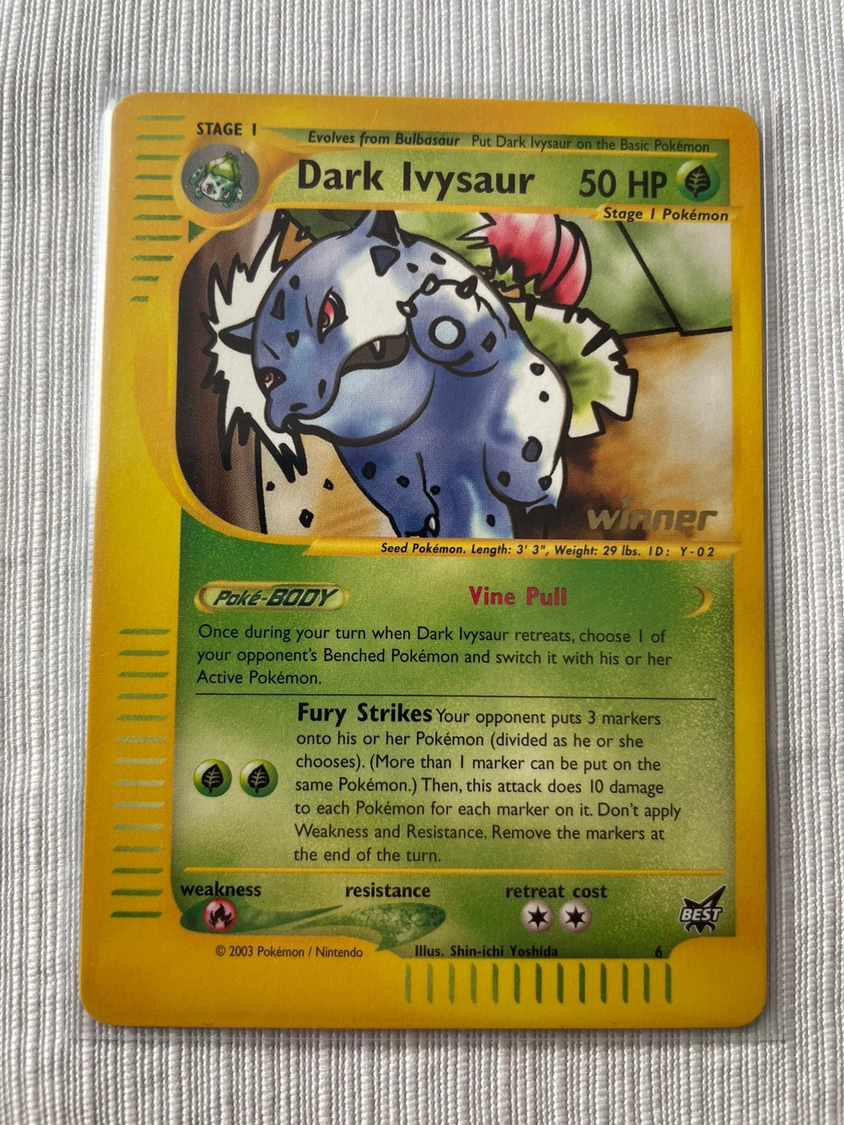 Dark ivysaur best of game 6 winner stamp, Ophalen of Verzenden, Gebruikt, Losse kaart, Foil