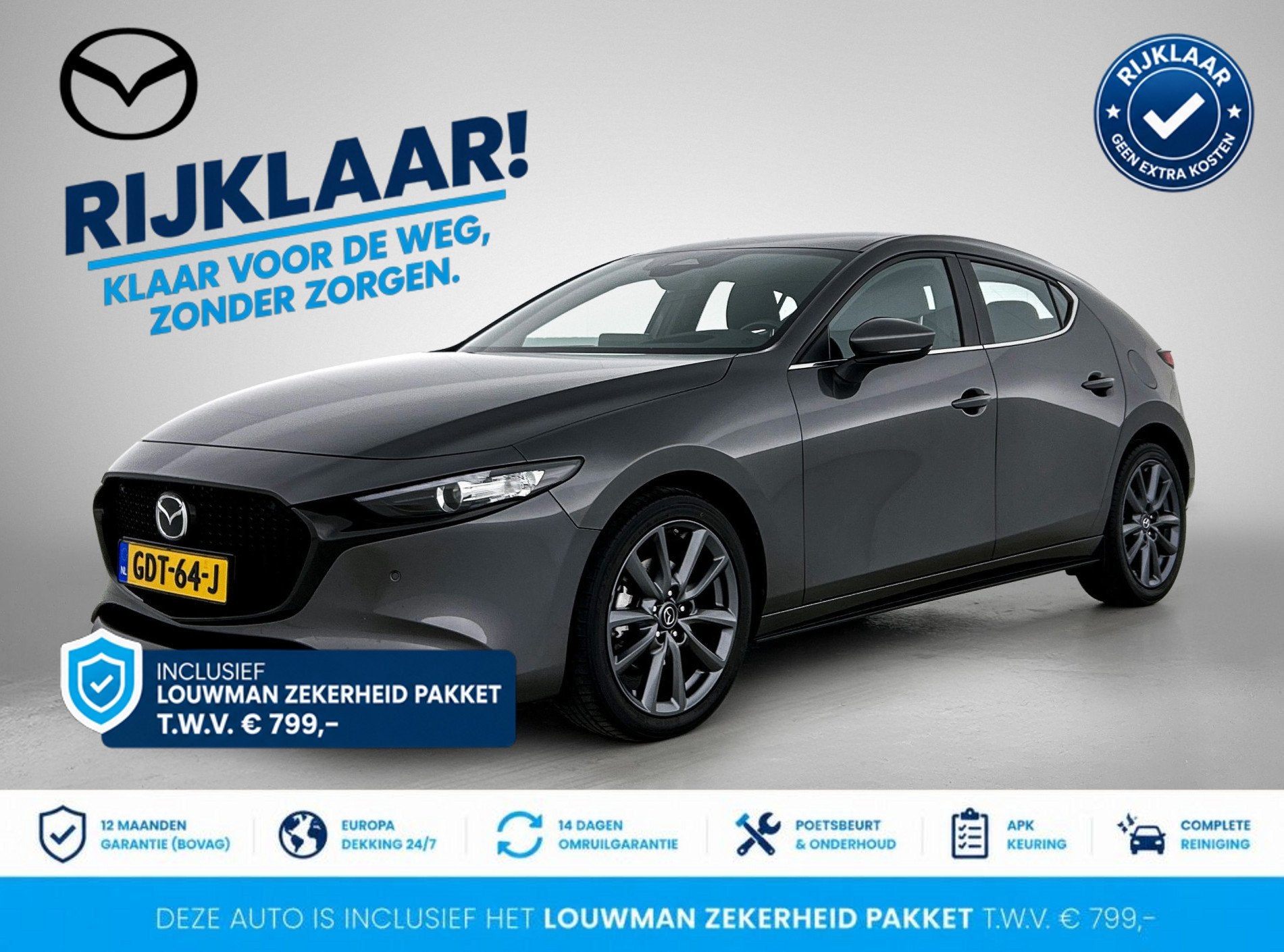 Mazda 3 2.0 e-SkyActiv-G M Hybrid 122 Exclusive-line Automaa, Auto's, Stof, Gebruikt, 4 cilinders, 122 pk