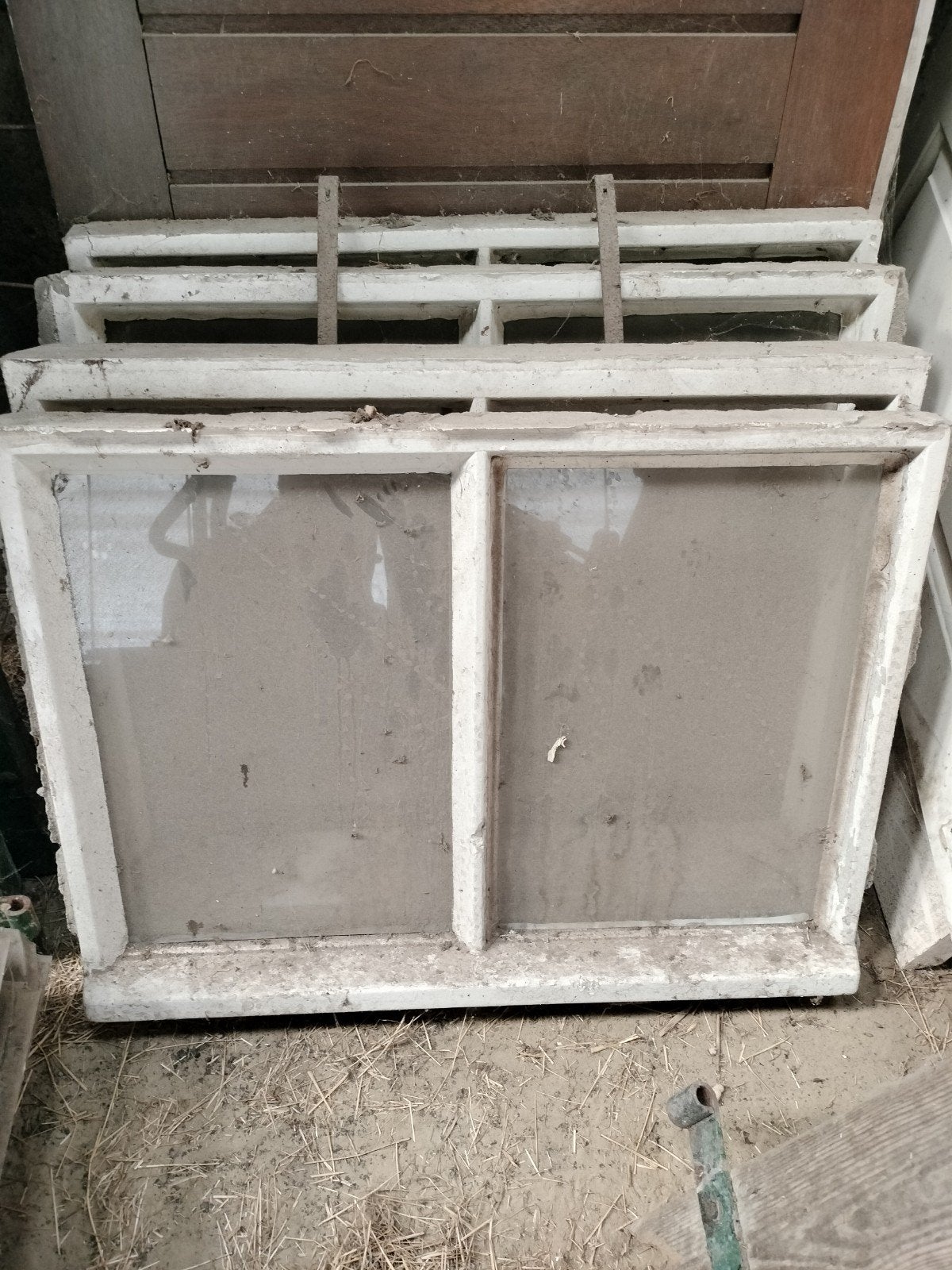 Oude stalramen met glas - Ideaal voor projecten, Doe-het-zelf en Verbouw, Glas en Ramen, Ophalen, Gevelraam of Ruit, Gebruikt