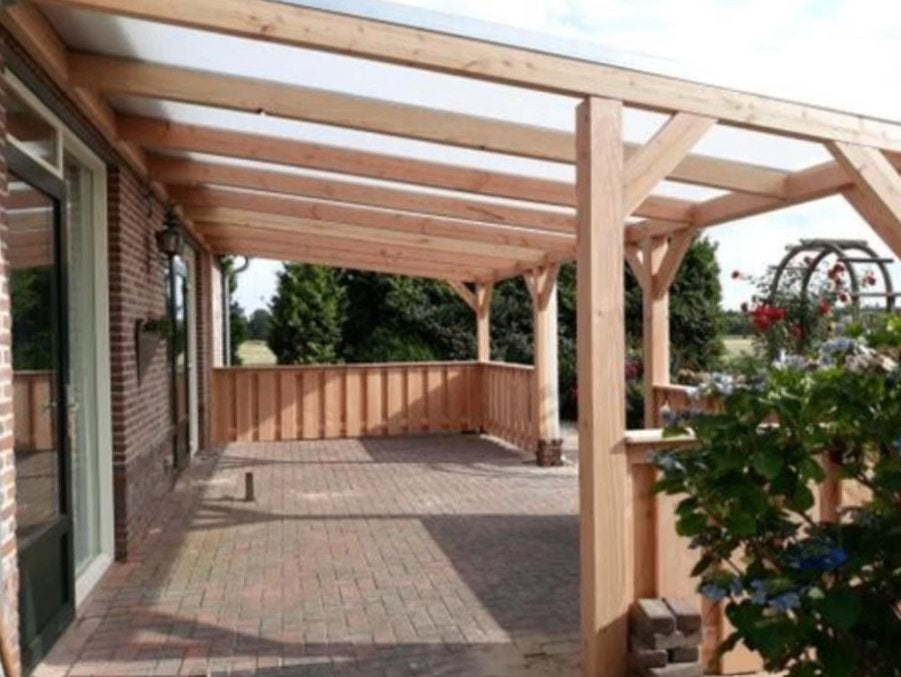 Lariks, Douglas Houten overkapping, Veranda, Polycarbonaat., Nieuw, Ophalen of Verzenden, X, X