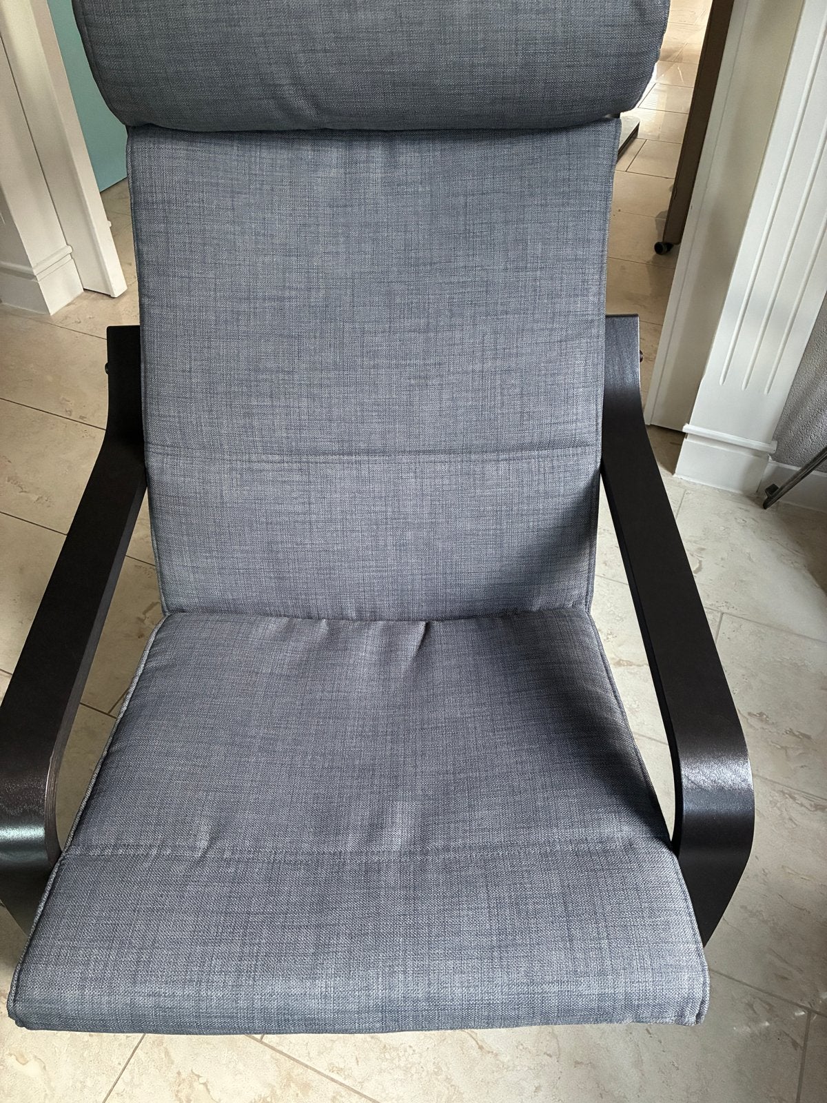 IKEA POÄNG fauteuil met voetenbank - Ongebruikt, Huis en Inrichting, Fauteuils, Ophalen, Nieuw, 75 tot 100 cm, 50 tot 75 cm