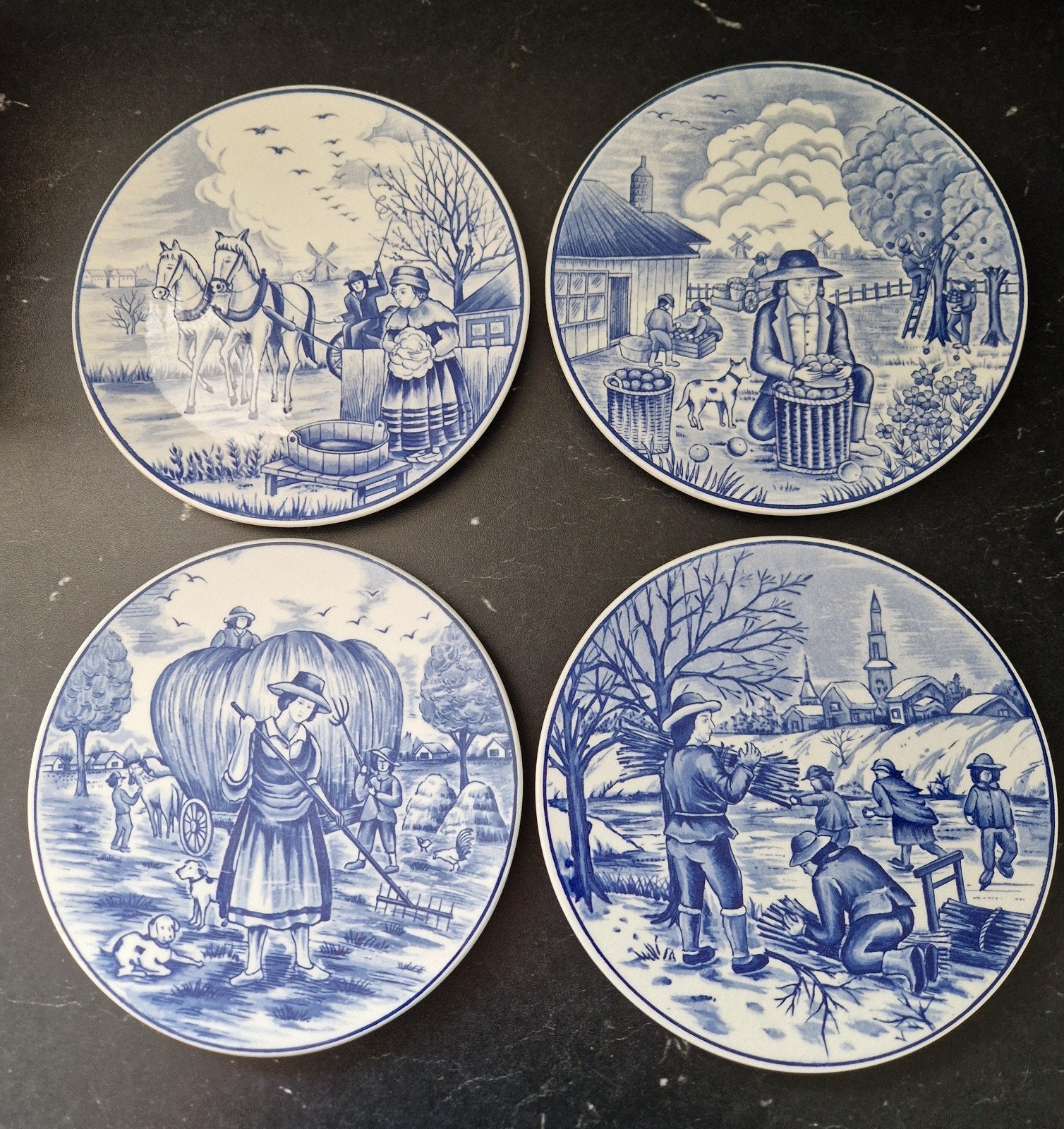 Set Delfts Blauw Wandborden, Vier Jaargetijden, Ophalen