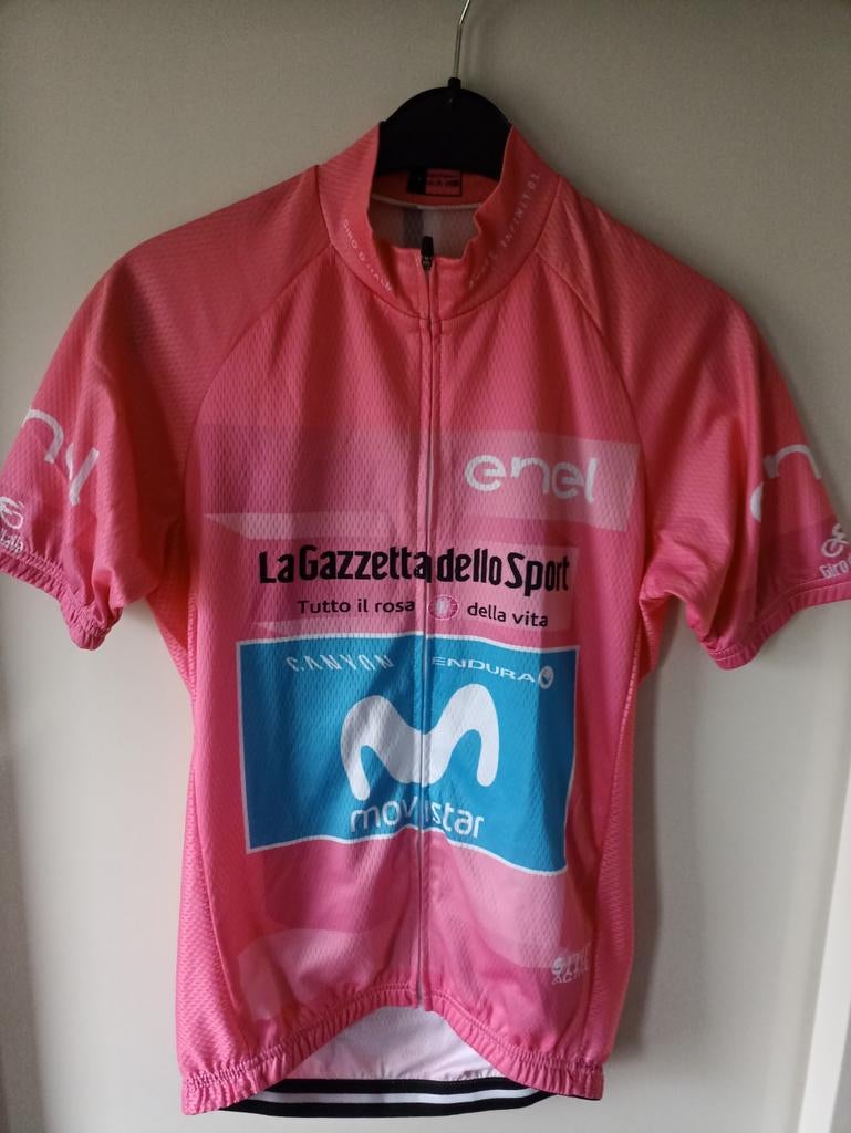 Giro d'Italia roze trui Movistar 2019 Richard Carapaz, Enel, Ophalen of Verzenden, Zo goed als nieuw, Maat 46 (S) of kleiner