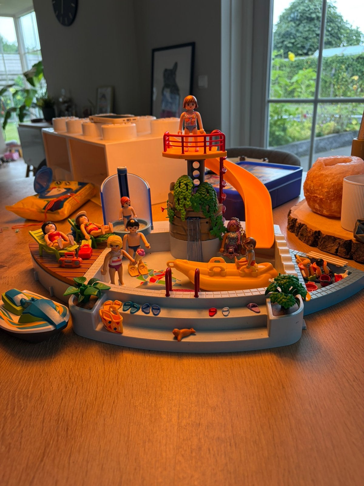 Playmobil zwembad met glijbaan en douche!, Kinderen en Baby's, Speelgoed | Playmobil, Ophalen of Verzenden, Zo goed als nieuw