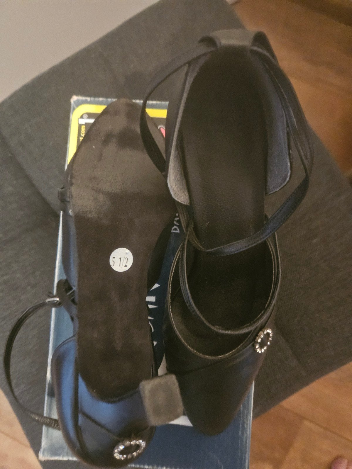 Zwarte dansschoenen met hak, maat 5 1/2, Ophalen, Gedragen, Zwart, Dansschoenen