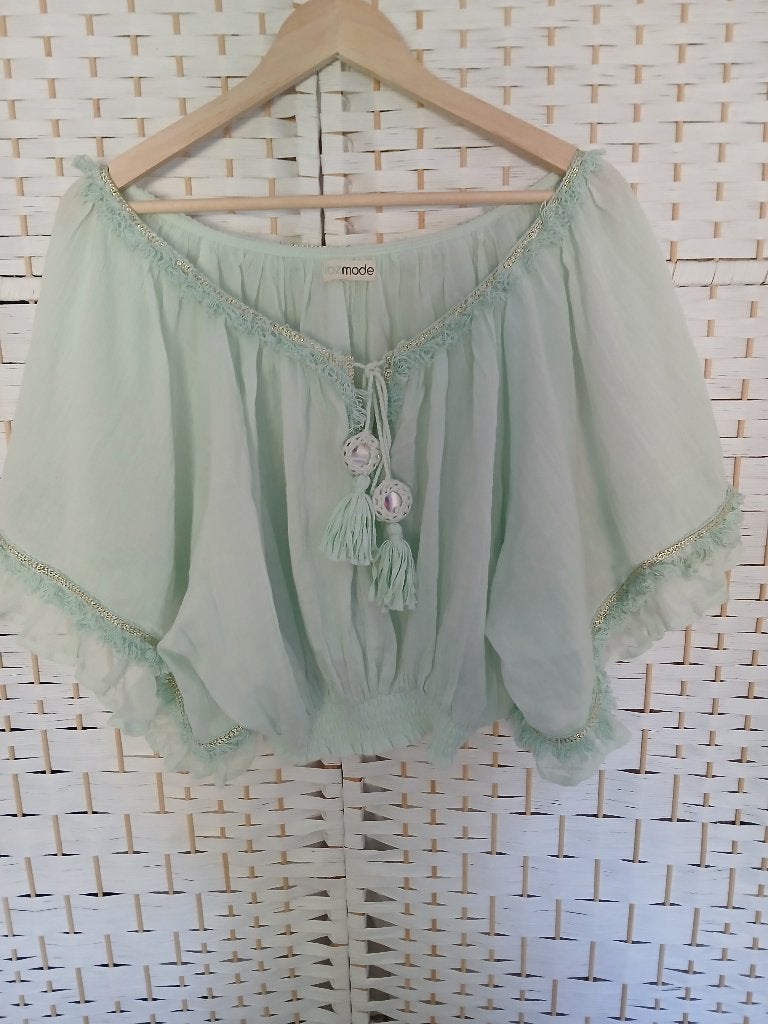 Prachtige blouse/ top van Ibz mode  S/M. Ibiza, bohemian, Verzenden, Nieuw, Groen