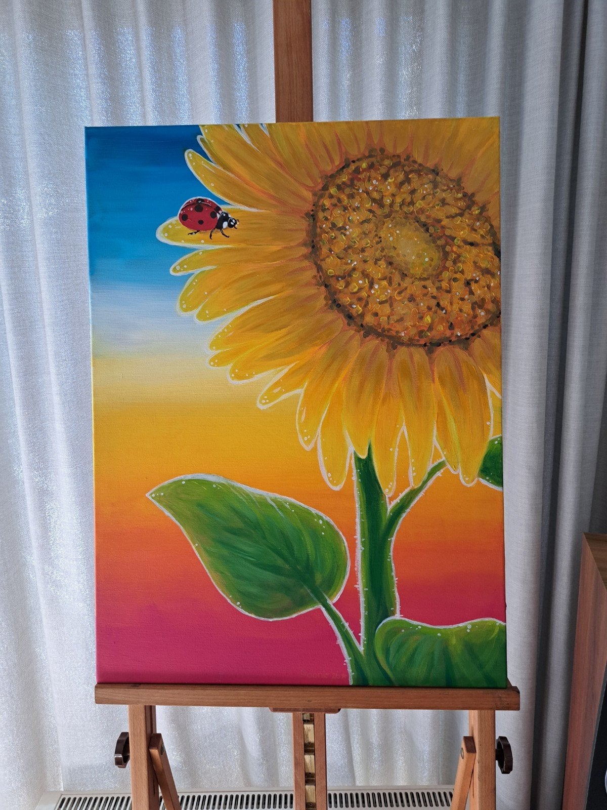 Origineel schilderij zonnenbloem sunny flower, Ophalen of Verzenden