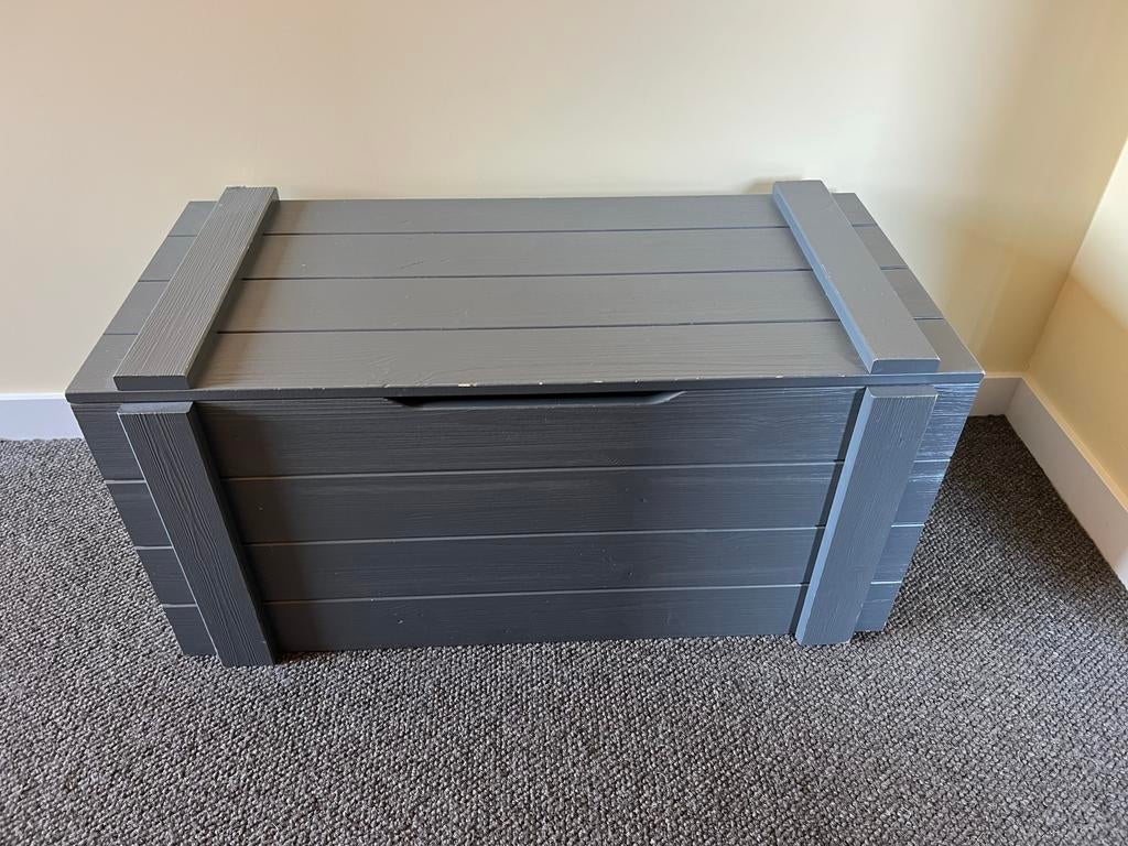 Opbergkist Woood Antraciet - Stijlvolle Houten Kist, Ophalen, Gebruikt, 100 tot 150 cm, 50 tot 75 cm