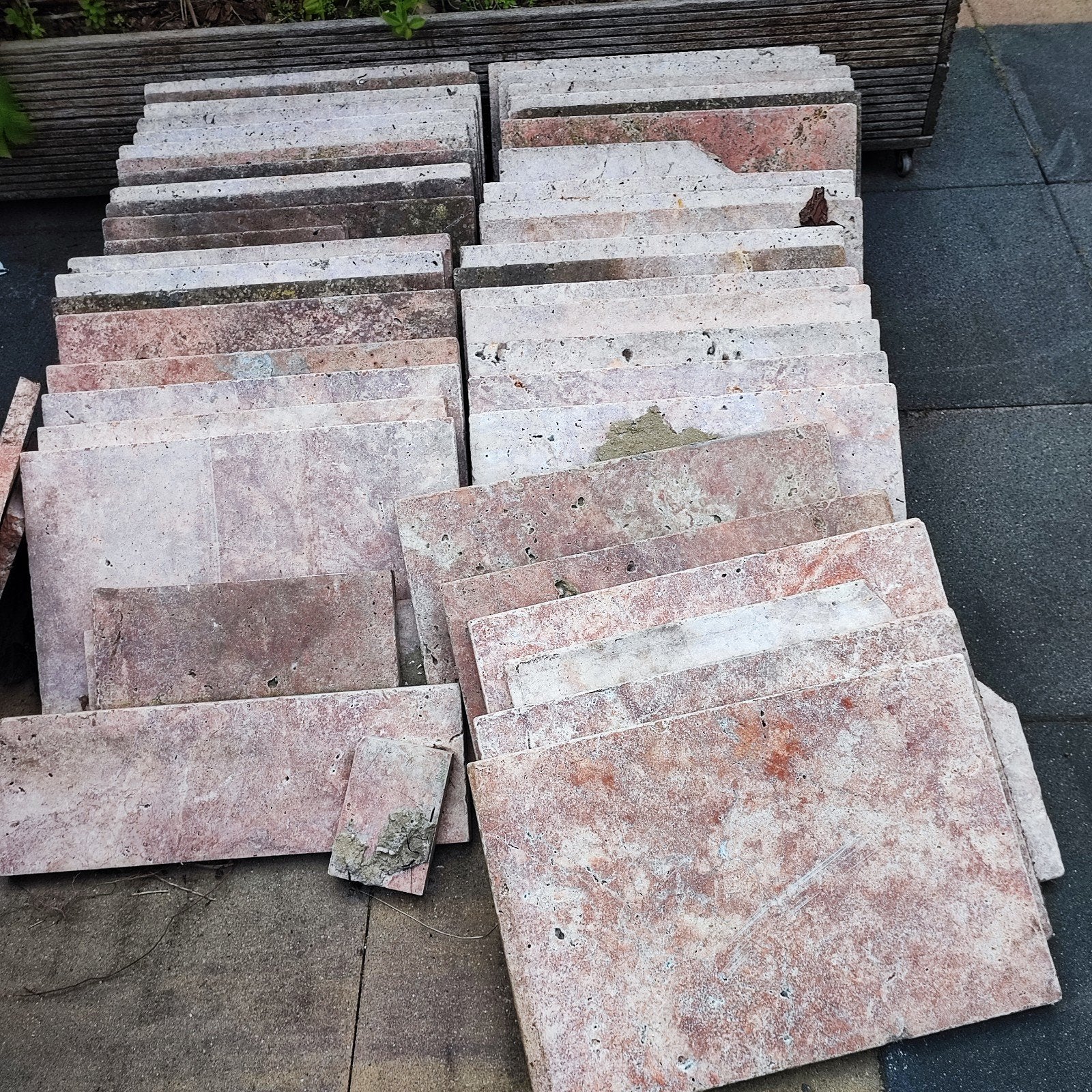 Natuursteen marmer terrastegels, Tuin en Terras, Tegels en Klinkers, Ophalen, Gebruikt, 10 m² of meer, Terrastegels