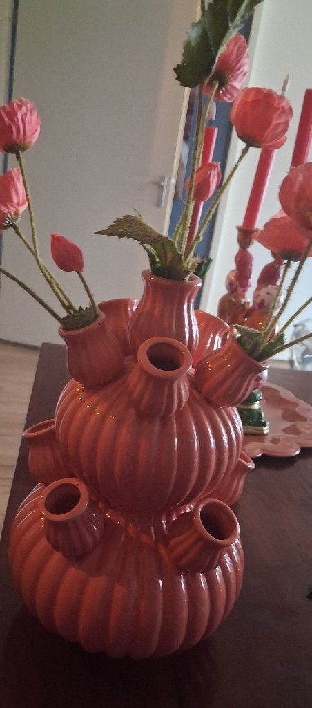 Tulpenvaas prachtige model en kleur hoogte 32 cm, Ophalen, Overige kleuren, 32 cm, Zo goed als nieuw