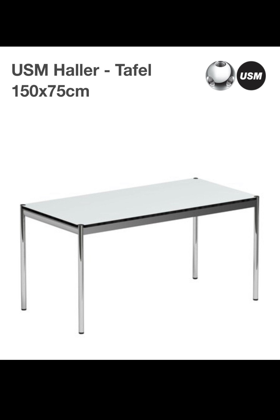 USM Haller Tafel - Bureau, Huis en Inrichting, Tafels | Eettafels, Zo goed als nieuw, 50 tot 100 cm, 100 tot 150 cm, Vier personen