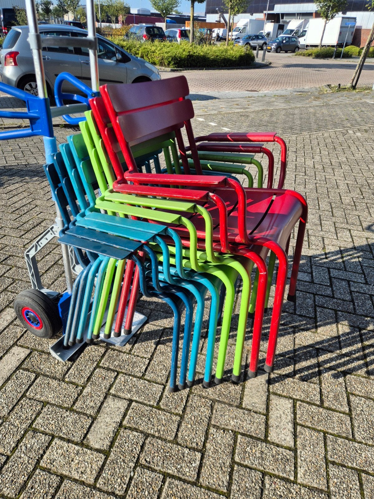 8x fermob Luxembourg armstoelen Gebruikt 150 euro per st, Tuin en Terras, Ophalen, Aluminium