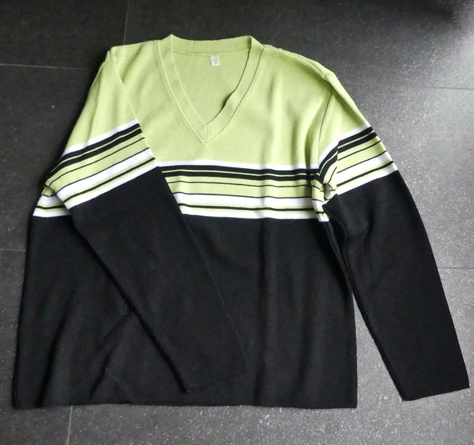 Vintage trui zwart groen strepen maat 40 42, Ophalen of Verzenden, Nieuw, Maat 38/40 (M), Zwart
