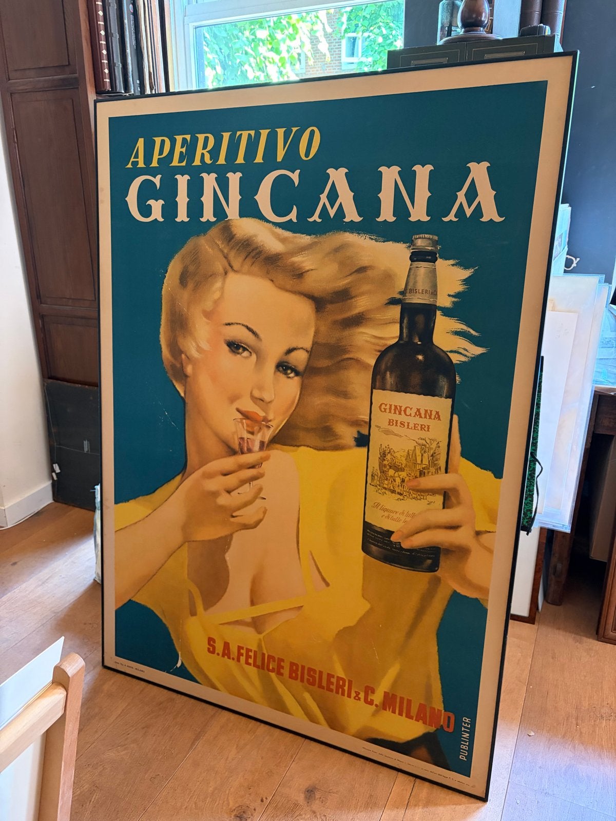 Originele Aperitivo Gincana Poster 1951 Italië, Ophalen, Met lijst, Deurposter of groter, Reclame