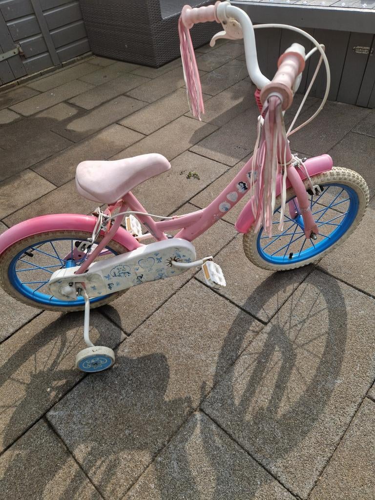 Roze kinderfiets met zijwieltjes - 16 inch, Ophalen