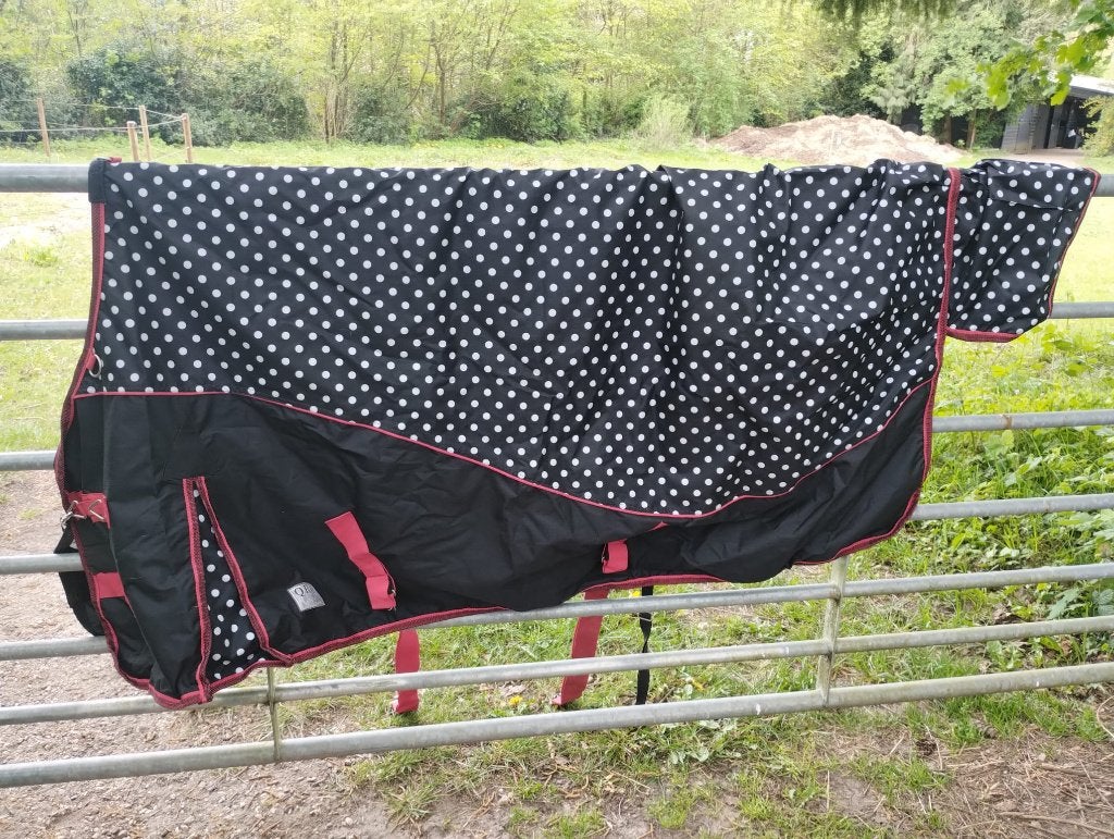 Nieuw! Regendeken dots 0 grams QHP, Dieren en Toebehoren, Paarden en Pony's | Dekens en Dekjes, Full (L), QHP, Nieuw, Ophalen of Verzenden