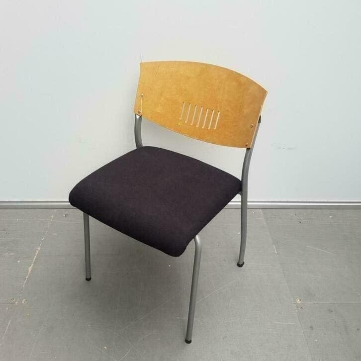 set van 5 Ahrend houten stoelen - zwarte stof, Ophalen, Gebruikt, Zwart, Stof