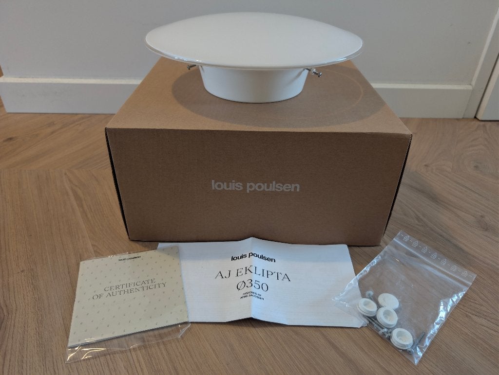 Louis Poulsen AJ Eklipta 350 compleet. Met certificaat, Inclusief lichtbron, Wit, Glas, Mid-century modern