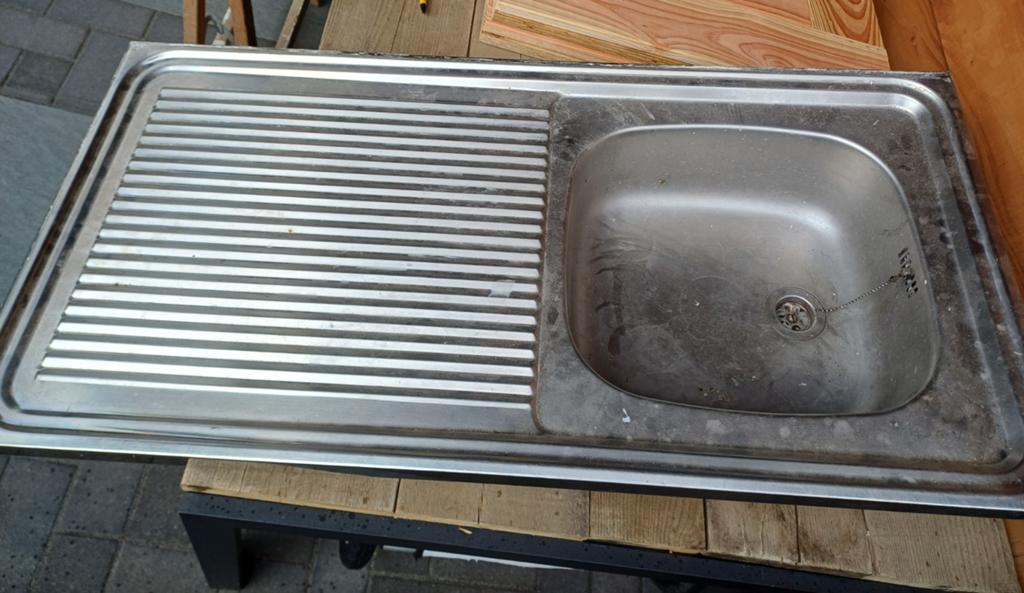 RVS werkblad met spoelbak, Ophalen, Minder dan 100 cm