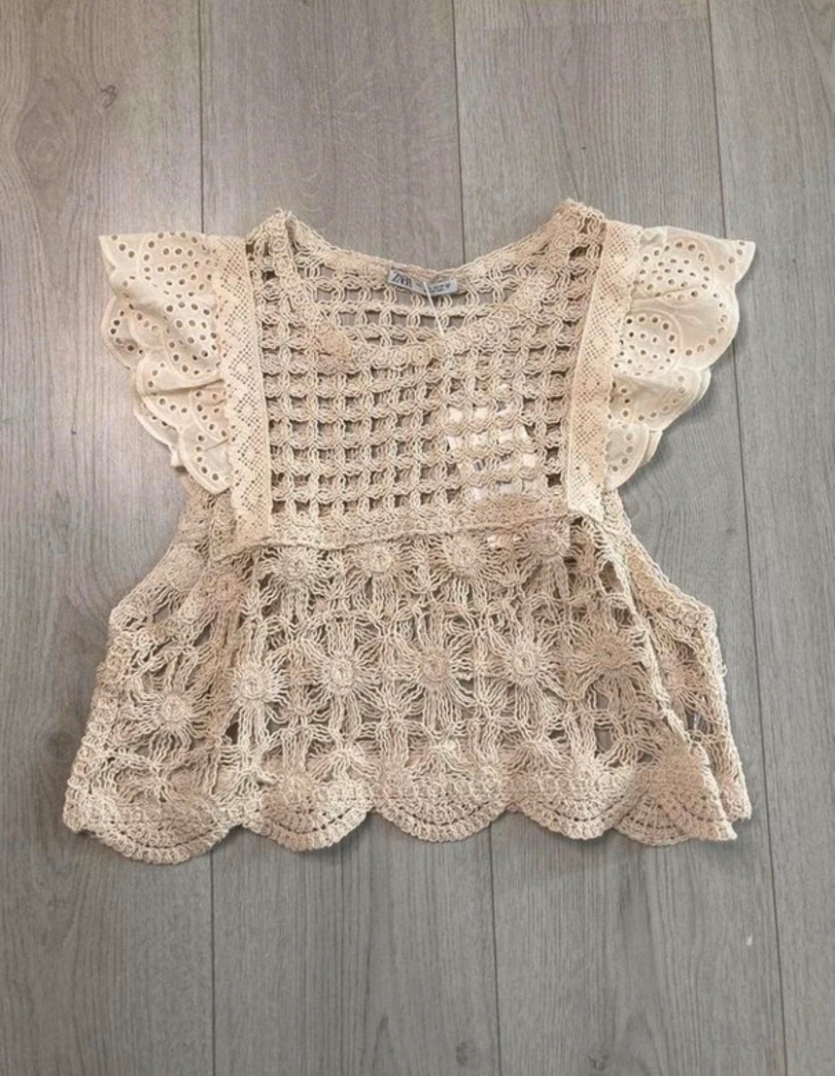 Zara gehaakte top maat L nieuw!, Verzenden, Beige, Maat 42/44 (L), Nieuw