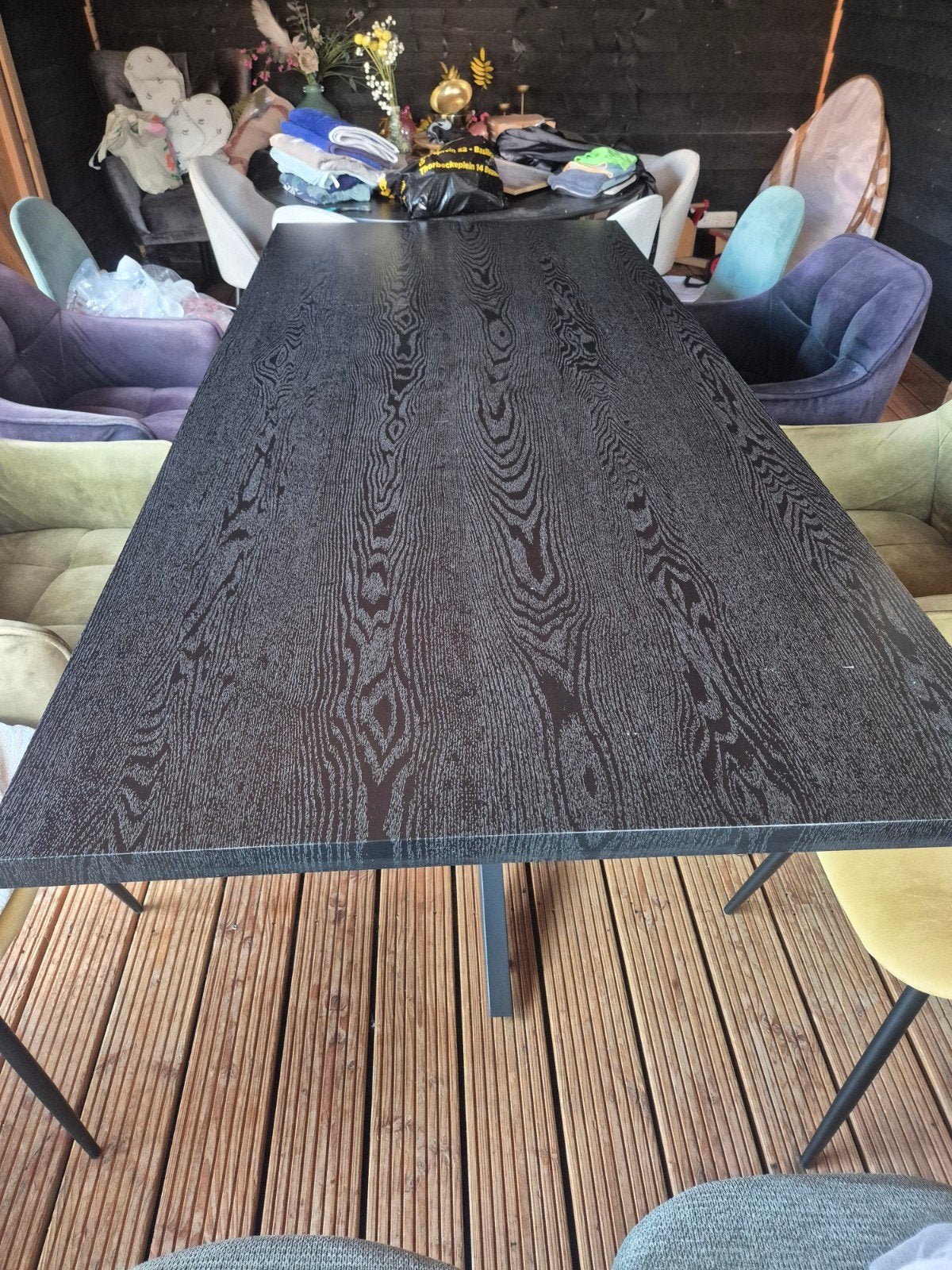 eettafel zwart met spinnenpoot, 100 tot 150 cm, Modern, Industrieel, 200 cm of meer, Zo goed als nieuw