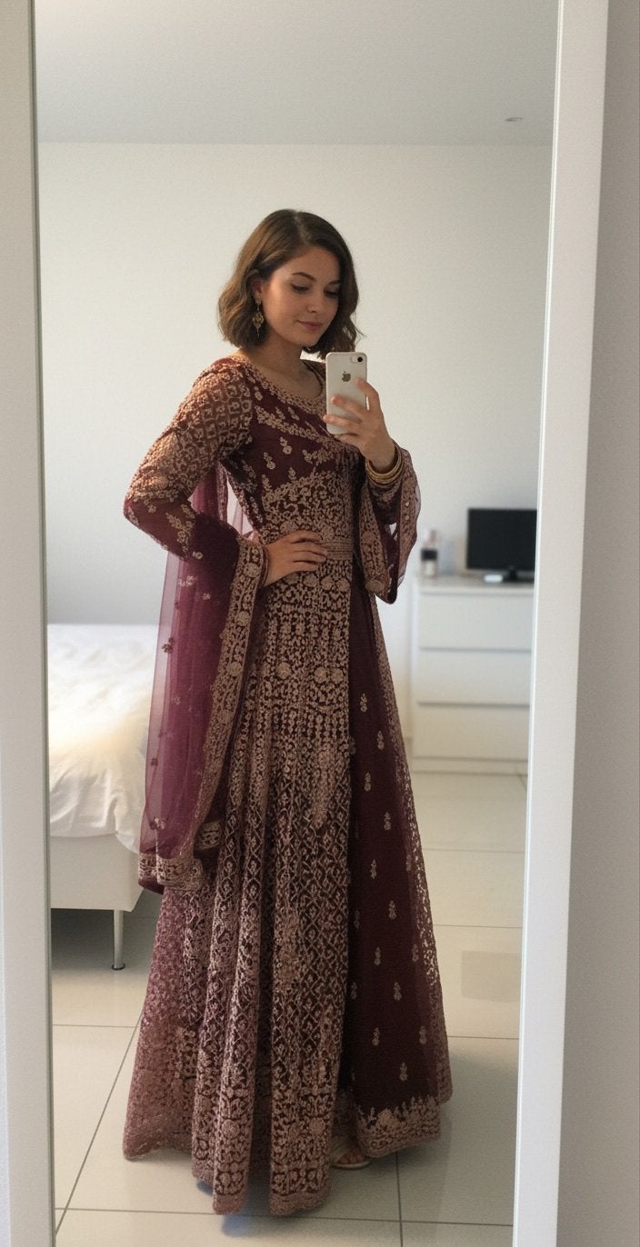 Prachtige Indiase lehenga - Maat S (aanpasbaar), Overige typen, Paars, Ophalen of Verzenden, Maat 36 (S)