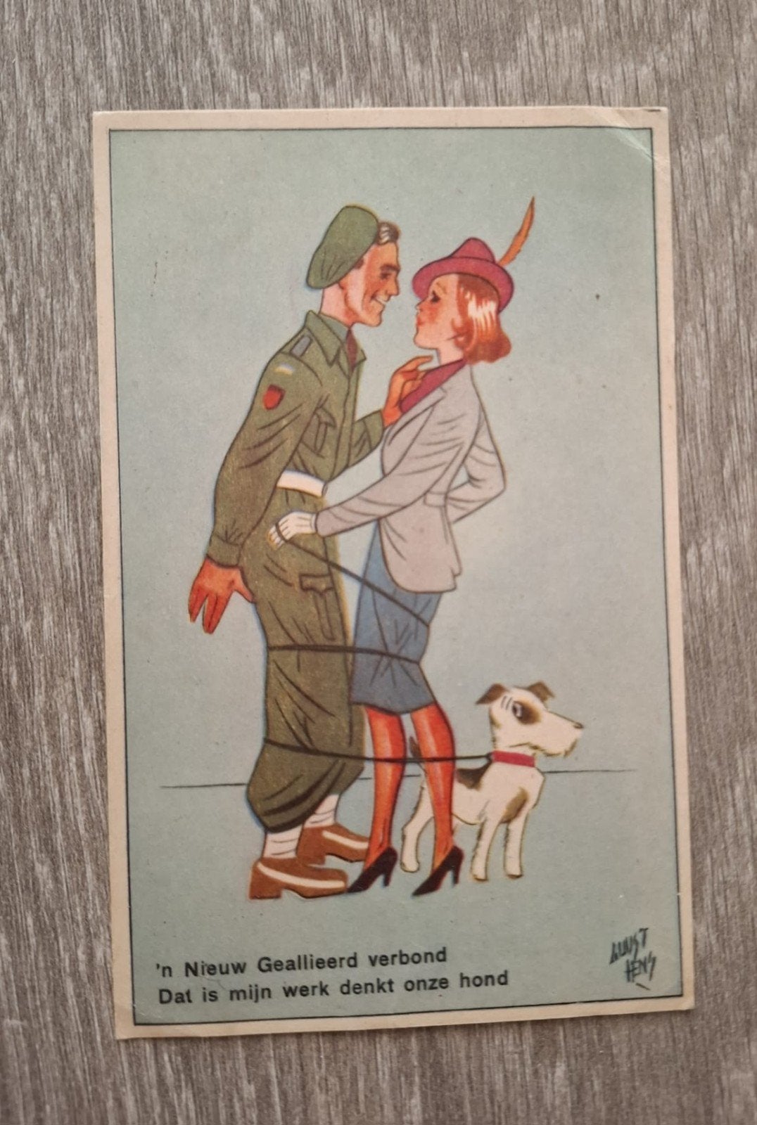 Oorlogs ansichtkaart gestempeld 1946, Verzamelen, Verzenden, 1980 tot heden, Overige thema's