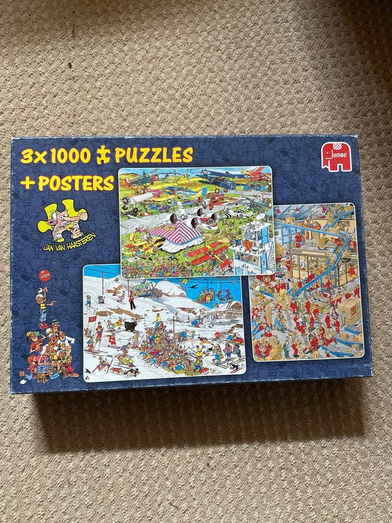 Jan van Haasteren 3x 1000 stukjes puzzels + posters, Hobby en Vrije tijd, Denksport en Puzzels, Ophalen of Verzenden, 500 t/m 1500 stukjes