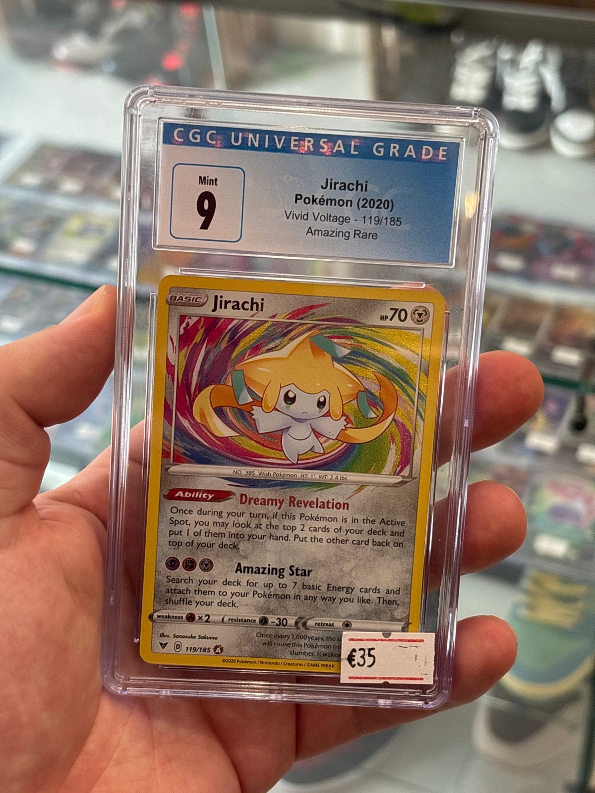 Jirachi Pokémon (2020) Vivid Voltage - CGC Universal Grade 9, Ophalen of Verzenden, Zo goed als nieuw, Losse kaart