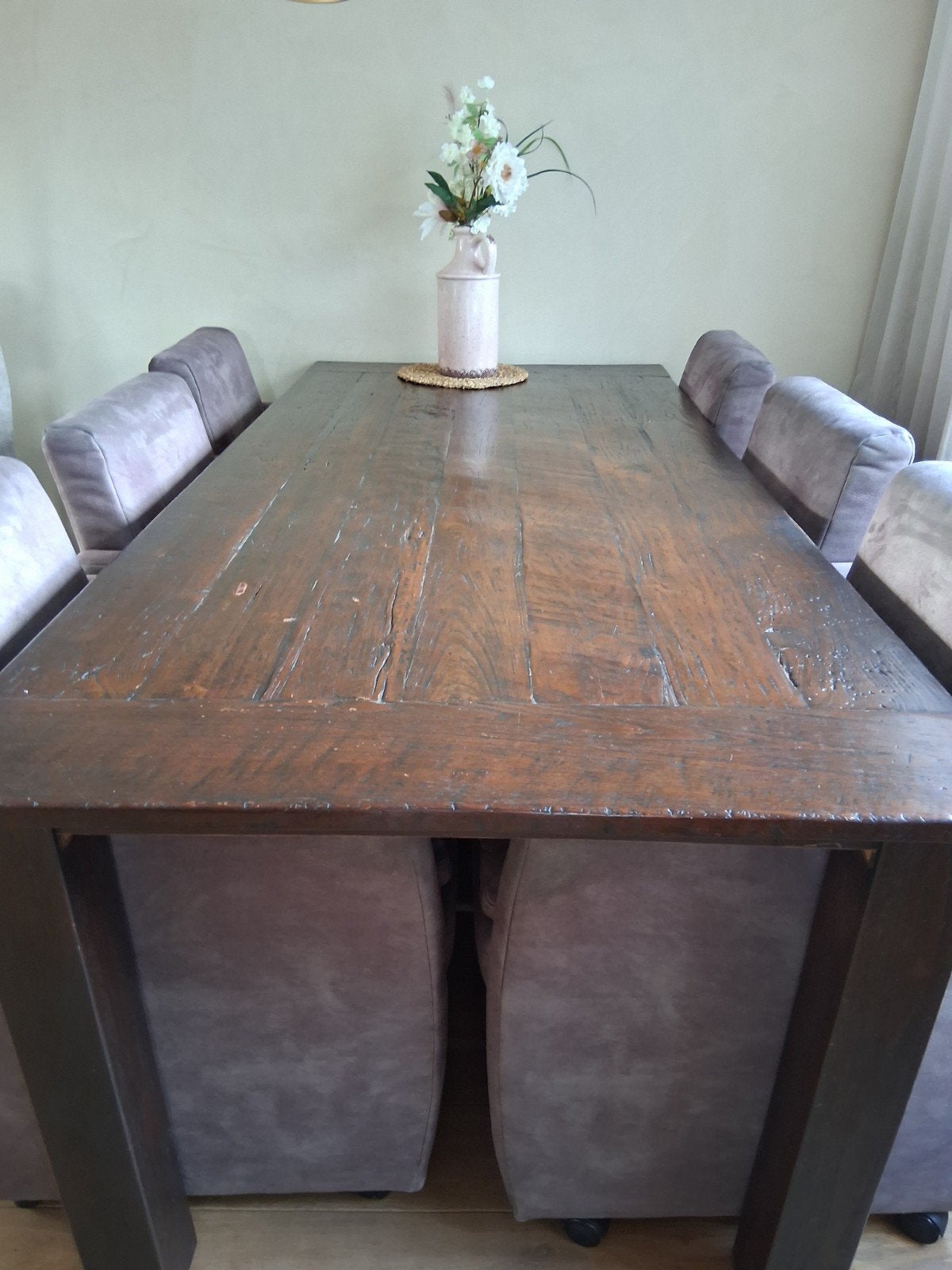 Robuuste eettafel met 6 stoelen, Huis en Inrichting, Tafels | Eettafels, Ophalen, Gebruikt, 50 tot 100 cm, 150 tot 200 cm